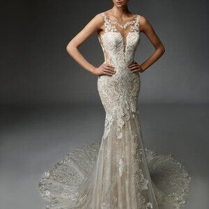 Elysee Wedding Dress, Style Danielle, Size 10, Ivory & Nude